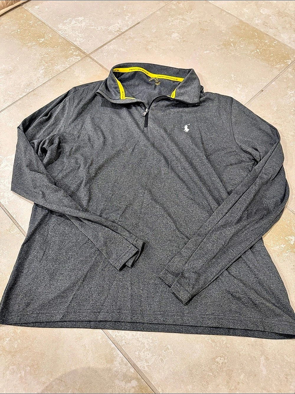 Polo Ralph Lauren Performance Jersey Quarter-Zip Pullover Gray Large